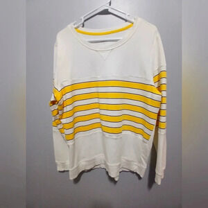 St. Johns Bay womens classic long sleeve shirt white w/blue yellow …